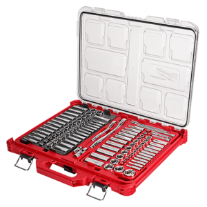 48-22-9486 Juego de 106 piezas de llave de trinquete y dados con boca de 1/4? y 3/8? con organizador de perfil bajo PACKOUT  SAE y Métrico