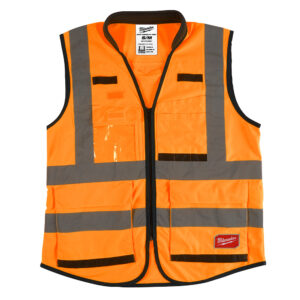 48-73-5051  CHALECO PREMIUM DE SEGURIDAD ALTA VISIBIIDAD NARANJA CH/M