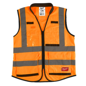48-73-5052  CHALECO PREMIUM DE SEGURIDAD ALTA VISIBIIDAD NARANJA G/XG