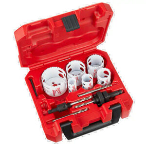 49-22-4095 KIT DE BROCA SIERRA HOLE DOZER PARA ELECTRICISTA DE 10 PIEZAS (7/8?, 1 1/8?, 1 3/8?, 1 3/4?, 2?, 2 1/2?, 3/8? VÁSTAGO GUÍA, 3 1/2? BROCA GUÍA, 1/8?LLAVE HEXAGONAL, 7/16? ÁRBOL